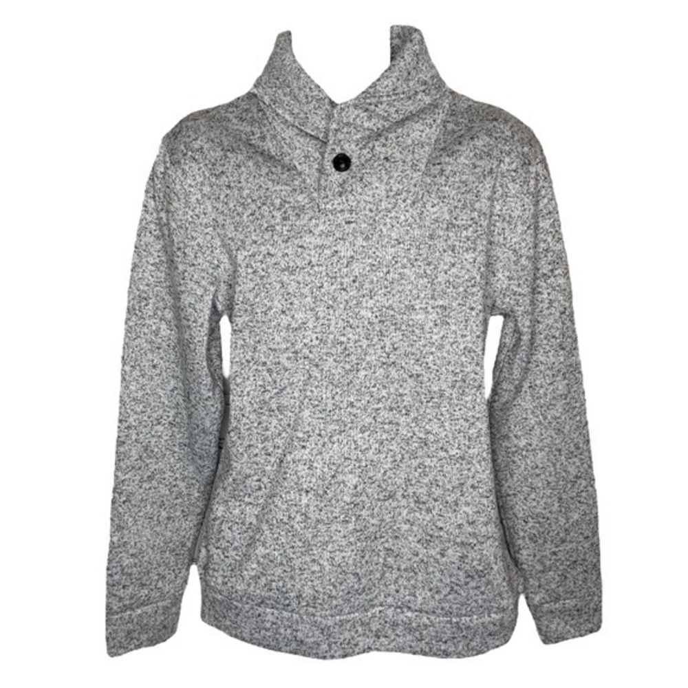 H2H Mens Sweater Gray Long Sleeve Pullover Button Collar Top Size M